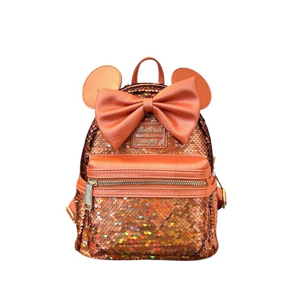Loungefly Disney Parks Minnie Mouse Sequined Mini Backpack Peach Punch NWT main image 4